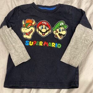 🌈3/$10! 3T Super Mario Long Sleeve Tee Blue and Gray